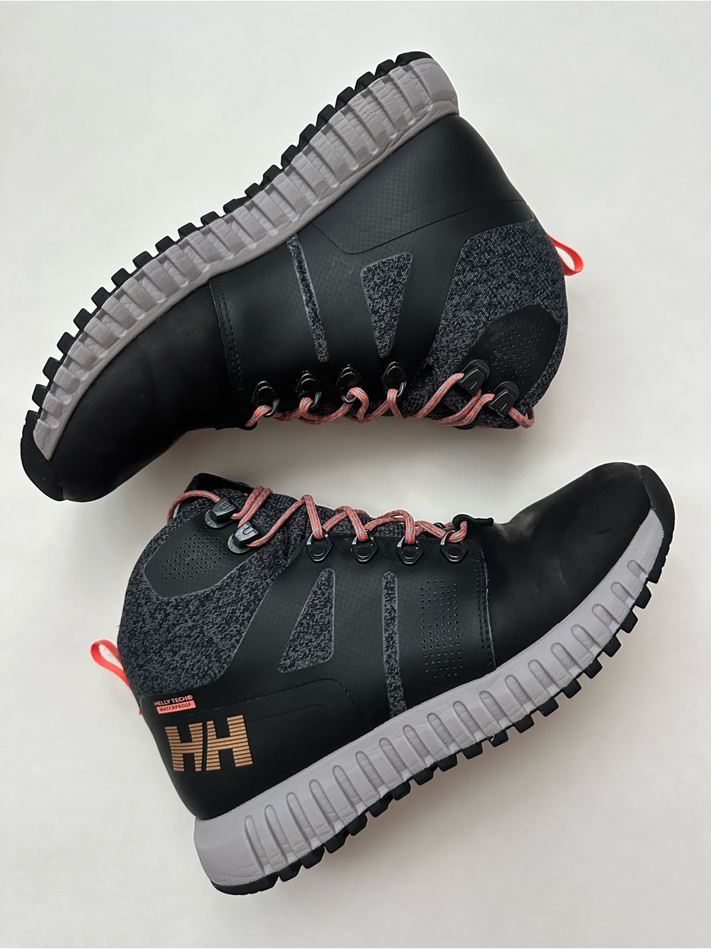 Helly Hansen Black and Gray Trail Boots with Coral Accents